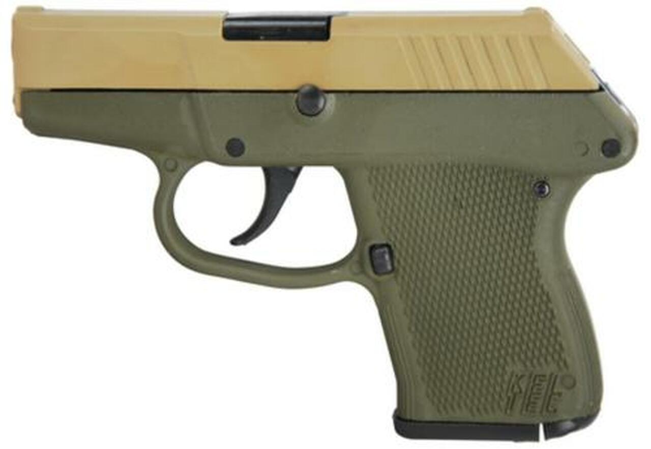 Kel-Tec P-3AT .380 ACP 2.76″ Barrel Cerakote Tan Slide Cerakote Olive Drab Green Grip/Frame Double Action Only 6rd