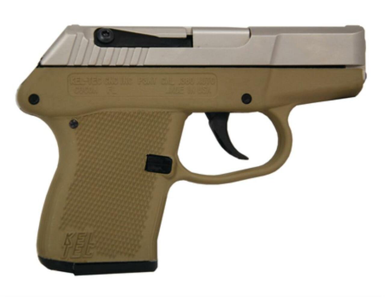Kel-Tec P-3AT .380 ACP 2.76″ Barrel Nickel Boron Slide Tan Grip/Frame Double Action Only 6rd