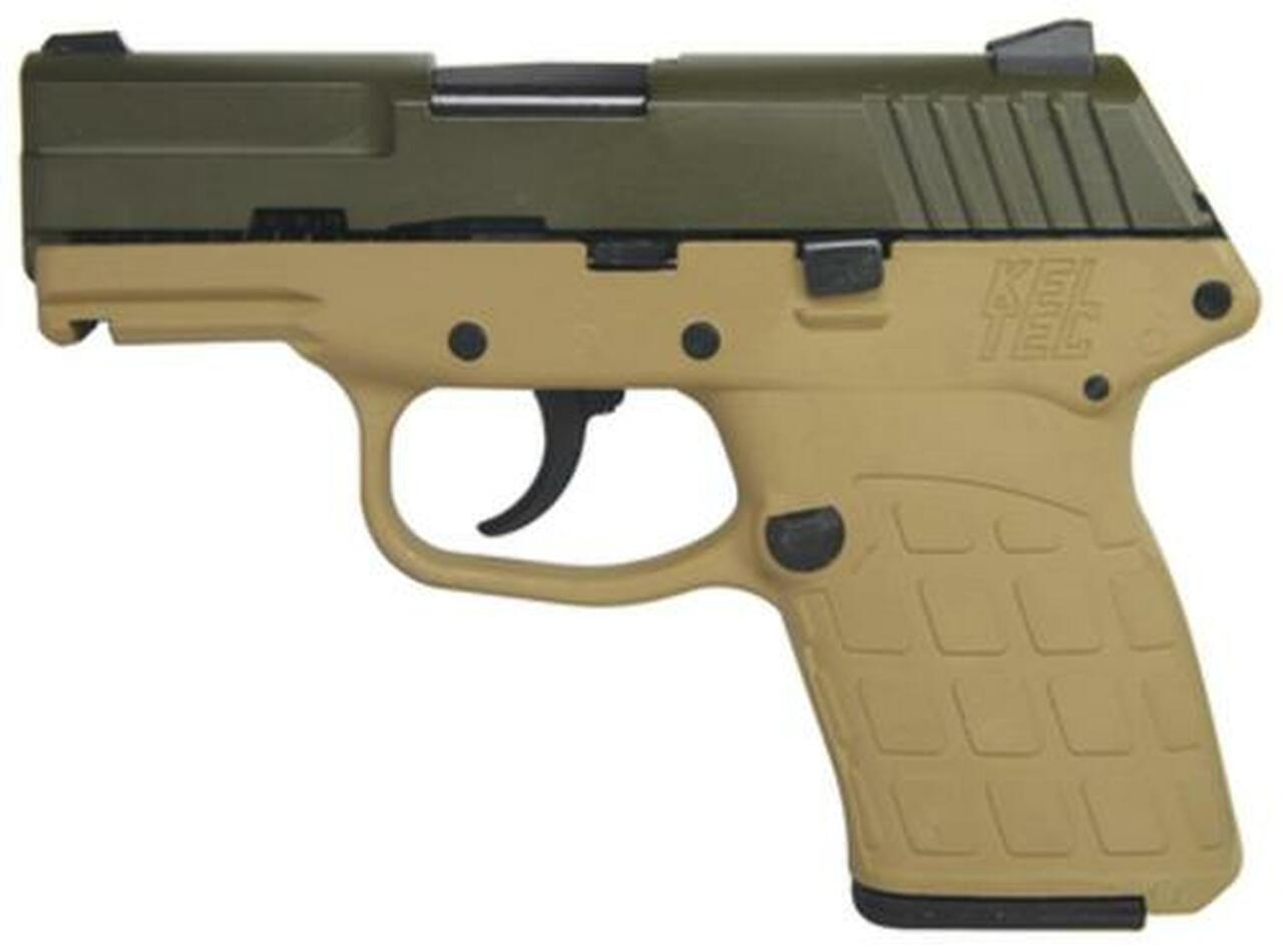 Kel Tec PF-9 9MM 3″ Barrel Cerakote OD Green Slide Cerakote Tan Grip/Frame, 7 Rnd Mag