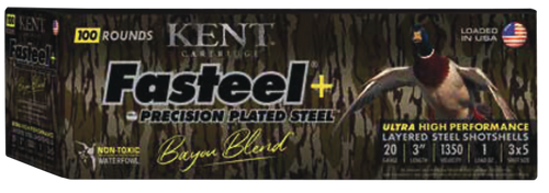 Kent Cartridge Fasteel South Exclusive Bayou Blend 20 Ga, 3″, 1 oz, 3×5 Shot, 200rd Case