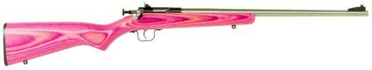 Keystone Crickett 22LR, 16.12″, Pink Laminate Stock, Stainless Steel