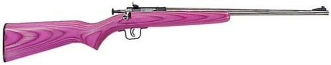 Keystone Crickett SS Keystone 22LR, 16.12″, Pink Laminate, Stainless Steel
