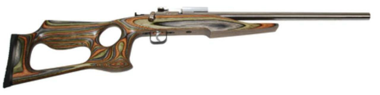 Keystone Davey Crickett Chipmunk 22LR 16″ Bull Barrel SS Finish Barracuda Style Laminated Thumbhole Stock