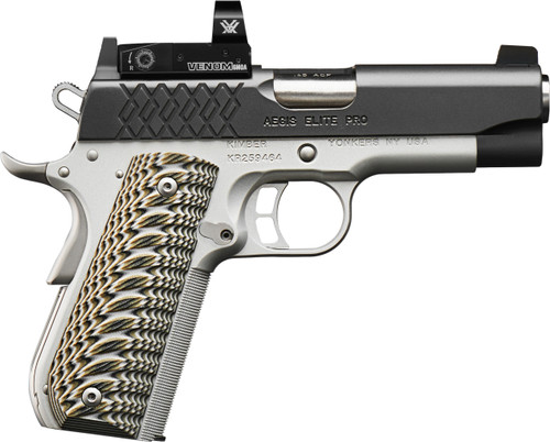 Kimber Aegis Elite Pro Venom 45 ACP, 4″ Barrel, Silver Frame, Black Slide, Vortex Venom 6 MOA Sight, 8rd