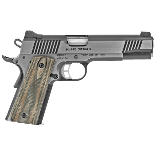 Kimber Eclipse Custom II 10mm, 5″ Barrel, Silver, Laminate Grip, CA Compliant, 8rd