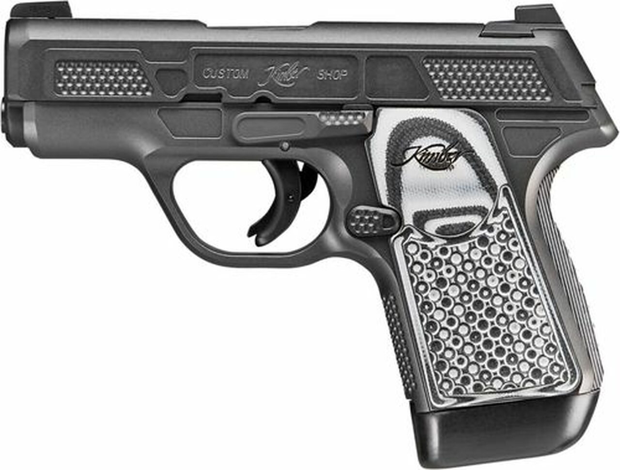 Kimber EVO SP CS Custom Shop 9mm, 3″ Barrel, Tritium Night Sights, Striker Fired, Gray-Black G10 Grips, Stiplex, 7rd Mag