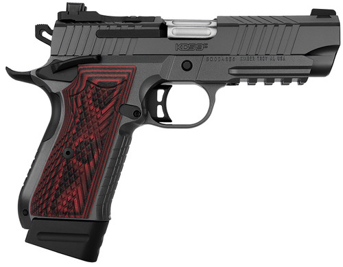 Kimber KDS9C Rail 9mm, 4.09″ Barrel, Gray, Red/Black G10 Grip, 18rd