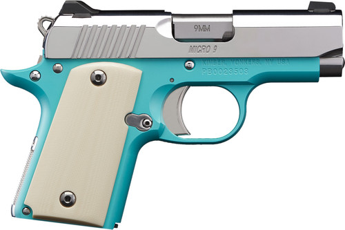 Kimber Micro 9 Bel Air 9mm, 4″ Barrel, Blue Frame, Ivory G10 Grip, 6rd