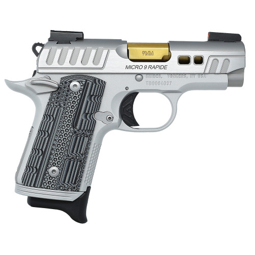 Kimber Micro 9 Rapide Dawn 9mm, 3.15″ Gold Barrel, Silver, Night Sights, 7rd