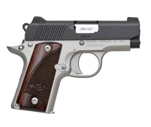 Kimber Micro Two-Tone 380 ACP, 2.75″ Barrel, Silver Frame, Rosewood Grip, 7rd