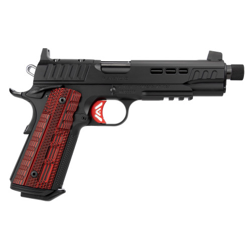 Kimber Rapide Heat 1911 45 ACP, 5.5″ Threaded Barrel, Black, Red G10 Grip, 8rd
