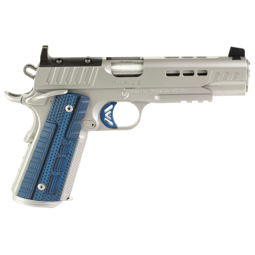 Kimber Rapide Ice 45 ACP, 5″ Barrel, Silver, Blue G10 Grip, 8rd