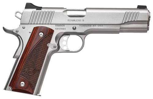 Kimber Stainless II 38 Super, 5″ Barrel, Stainless Steel, Smooth Ivory G10 Grip, 9rd