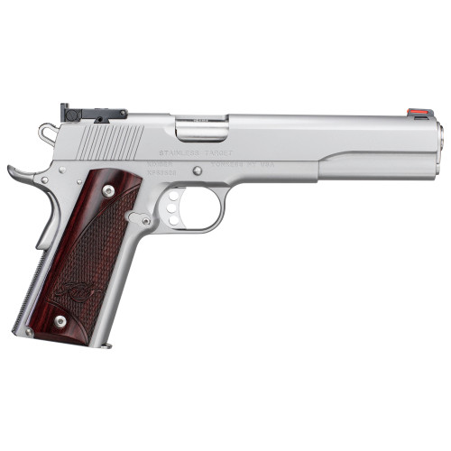 Kimber Stainless Target 45 ACP, 6″ Barrel, Silver, Wood Grip, 7rd