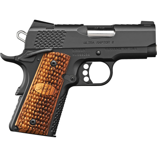 Kimber Ultra Raptor II 1911 45 ACP, 3″ Barrel, Black, Wood Grip, 7rd