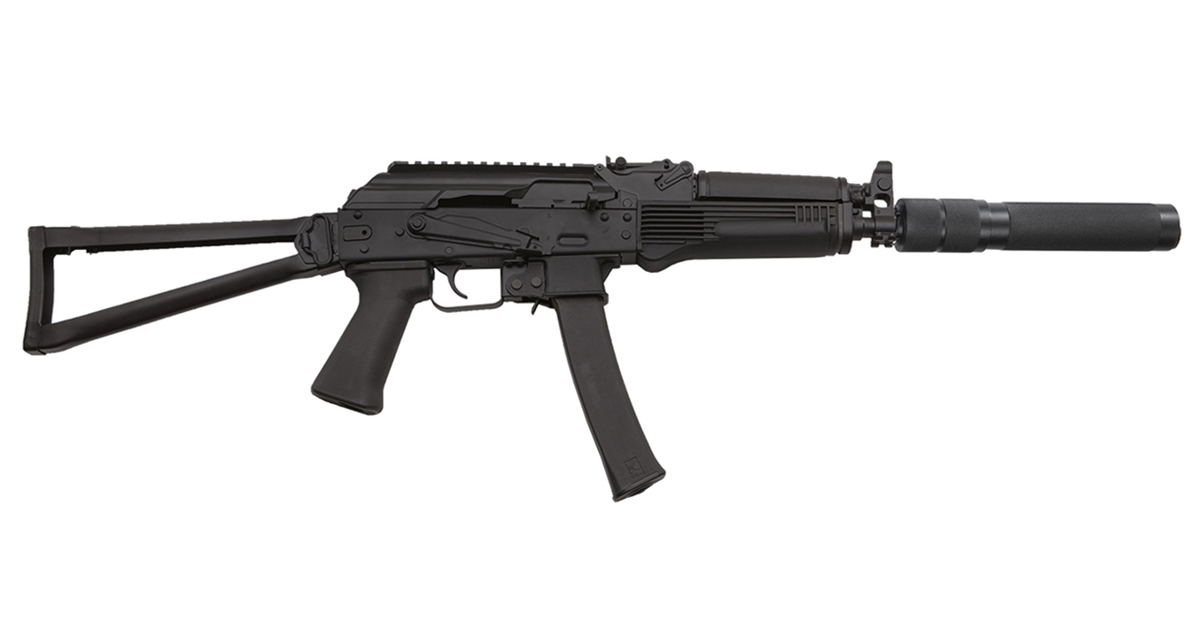 KR-9S 9mm AK Rifle with Faux Suppressor and Folding Stock
