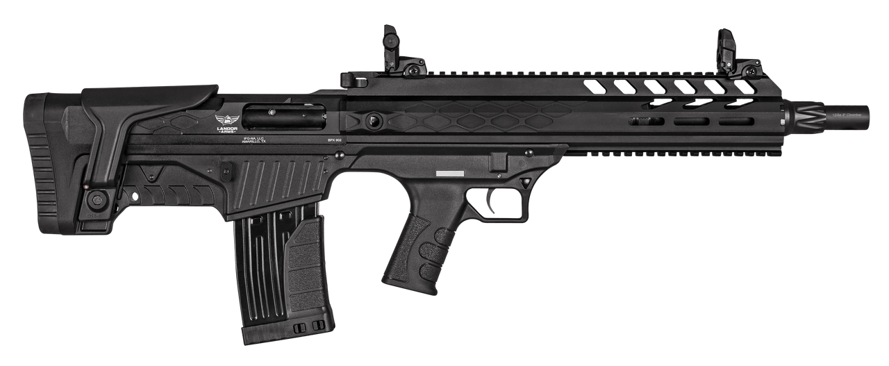 Landor Arms BPX 902 12 Ga, 18.5″ Barrel, 2+1 Black Fixed Bullpup Stock, 5rd
