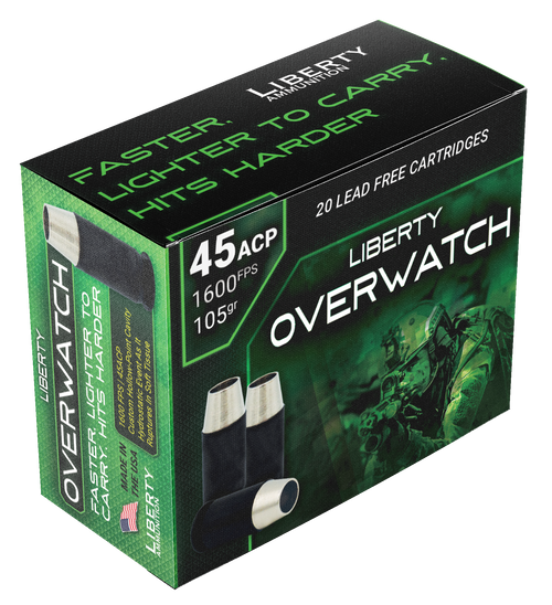 Liberty Ammunition OverWatch Defense 45 ACP, 105gr, OCD, 20rd Box