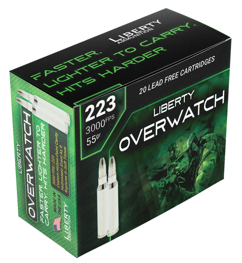 Liberty Ammunition OverWatch Hunting 223 Remington, 55gr, 20Bx/50Cs