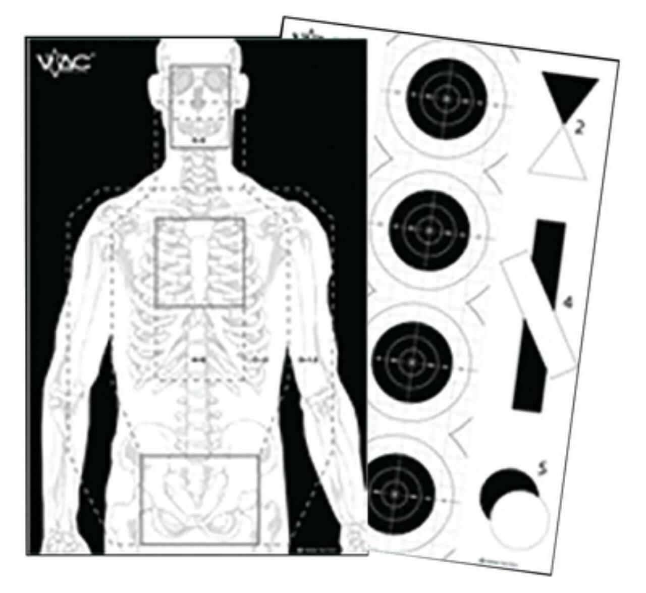 Looper Law Enforcement Viking Tactics Double Sided Advanced Training Target 23×35 “, Black/White, 100/Pack