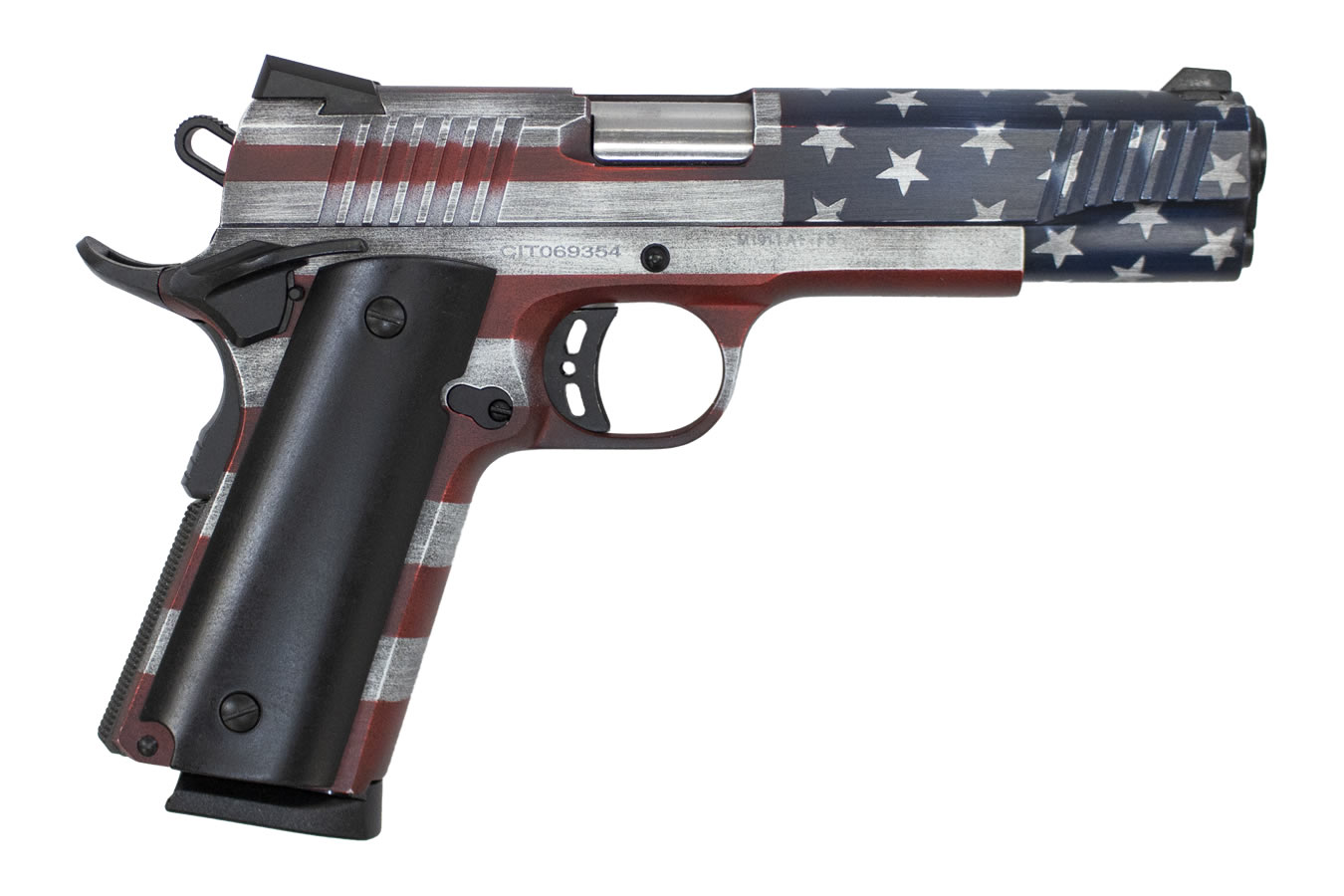 M1911-A1 45 ACP Pistol with American Flag Cerakote Finish and Ammo Can