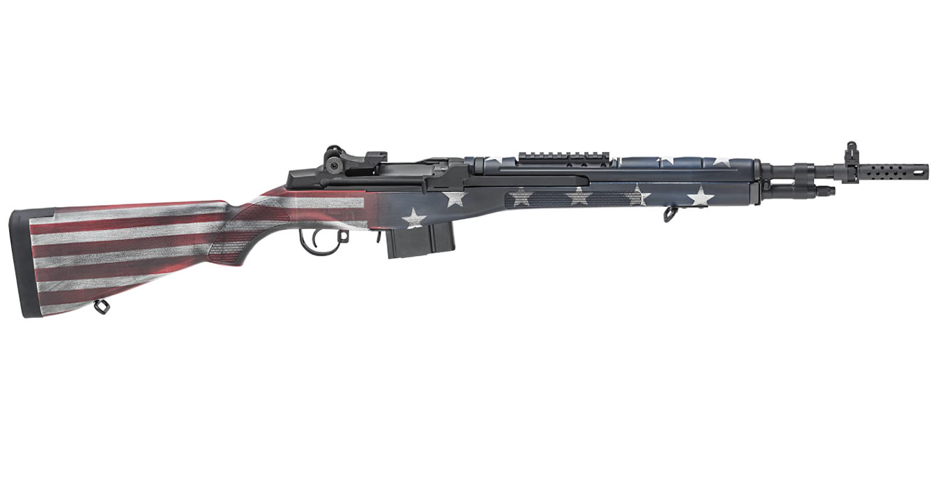 M1A Scout Squad 308 with Red, White and Blue American Flag Stock