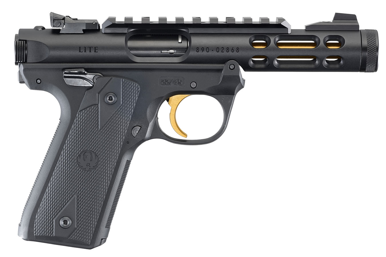Mark IV 22/45 Lite 22LR Black with Gold Anodized Threaded Barrel