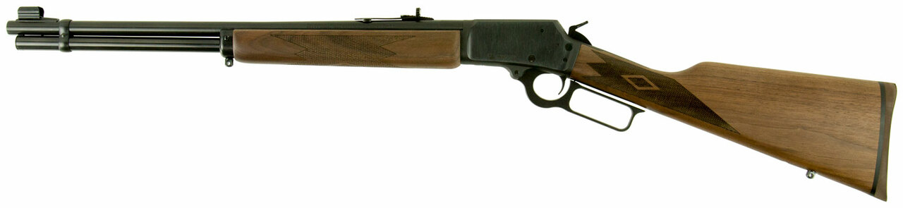 Marlin 1894, Lever Action, 45 Long Colt, 20″, Blued, Straight Walnut, Right Hand, Semi-Buckhorn, Hood Front, 10rd