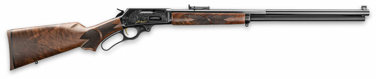 Marlin 1895 444 Marlin 150 Year Anniversary Edition, Engraving Gold Inlay, C-Grade Walnut Pistol S-Grip Stock, 24″ Half Octagon/Halfrd Barrel, Skinner Ladder Sights