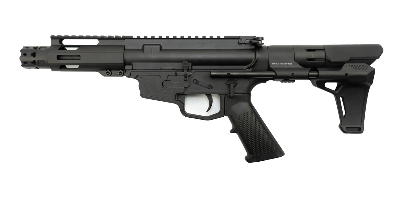 MCM DS9-S 9mm Rear Charging Pistol, 5″ Barrel, MP5 Mag, Strike Industries PWD Brace, Black Cerakote