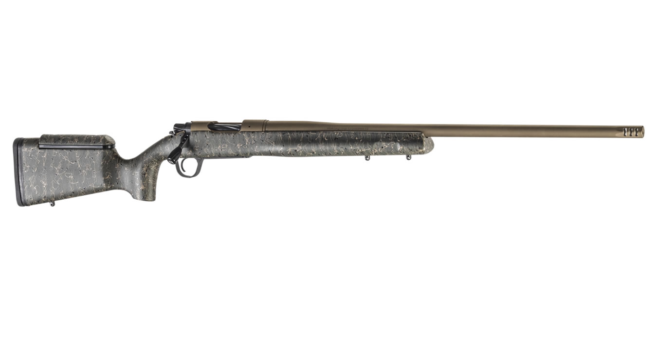 Mesa Long Range 6.5 Creedmoor Bolt-Action Rifle with Burnt Bronze Barrel and Green, Black and Tan Stock