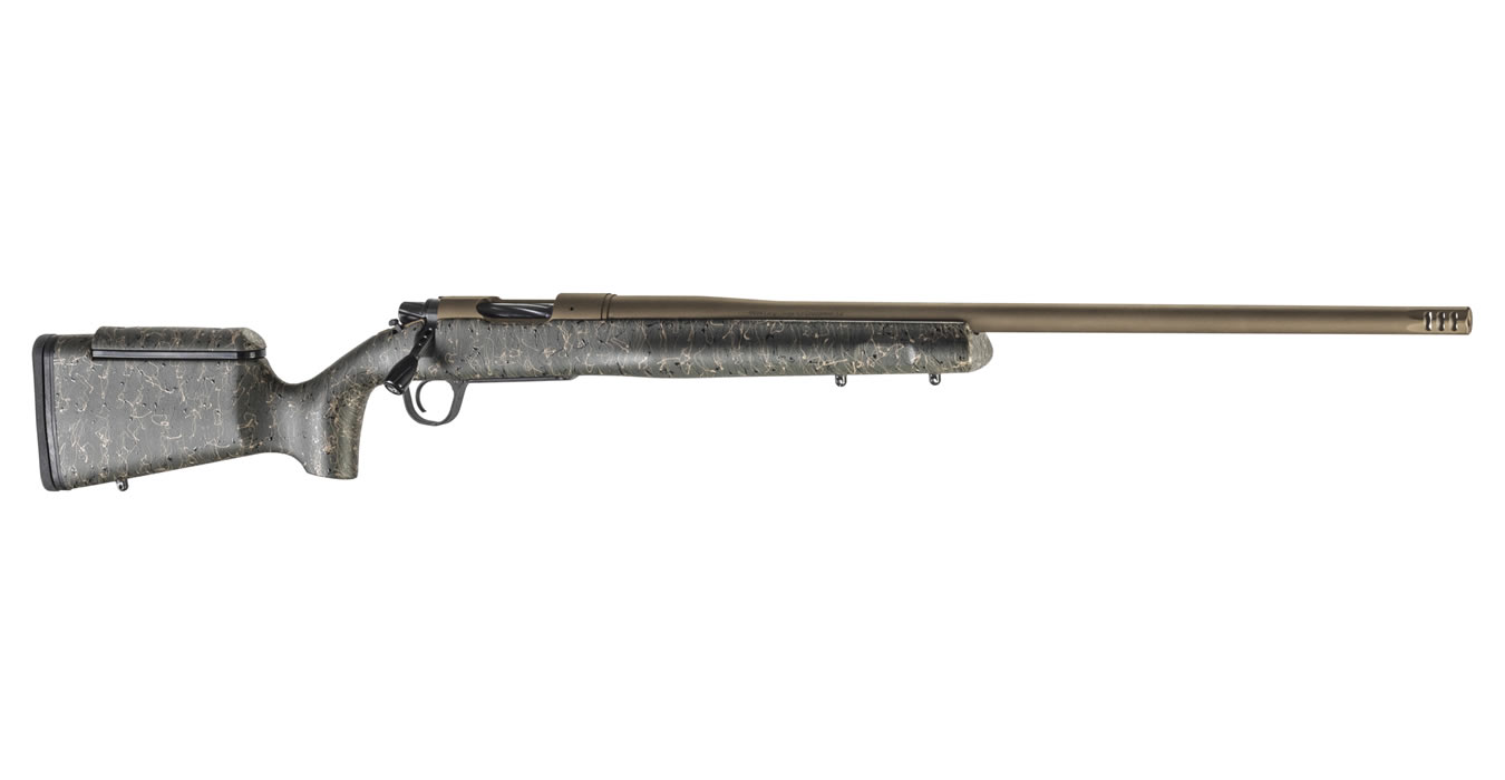 Mesa Long Range 7mm Rem Mag Bolt-Action Rifle with Green, Black and Tan Stock and Bronze Cerakote Barrel