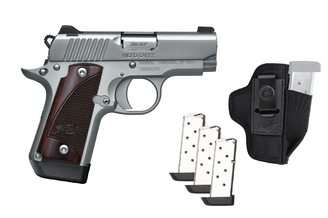 Micro 380 ACP Stainless Ready to Carry Package with Three Magazines and DeSantis Pro Stealth Holster