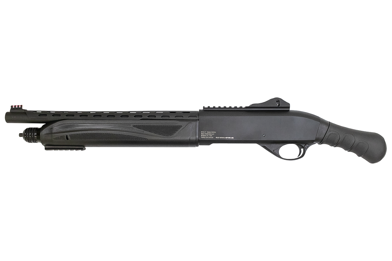Mogul 12 Gauge Semi-Automatic with Birds Head Grip and Red Accents