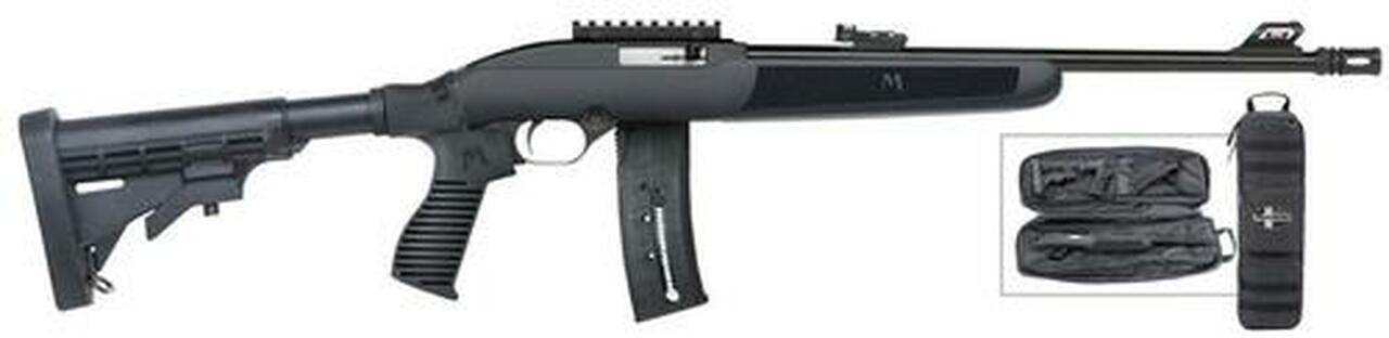 Moss Flex-22 SA 22LR 16.25″ Barrel, 6-Pos FLEX Black Stock Blued, Take Down Bag, 25rd