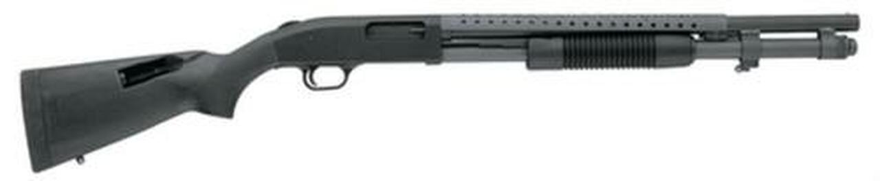 Mossberg 590 Pump 12ga 20″ CB 3″, Black Synthetic SpeedFeed Stock Black, 8rd