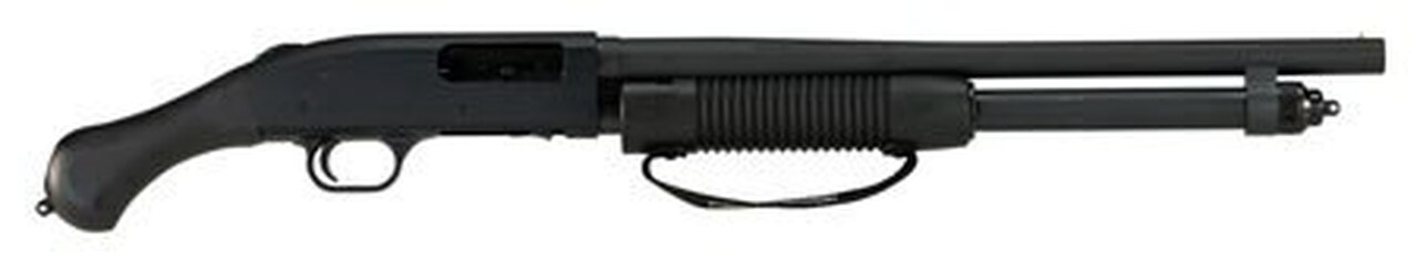 Mossberg 590 Shockwave, 12Ga, 18.5″ Barrel, 3″ Chamber, 6rd, Synthetic Black Raptor Grip, Blued