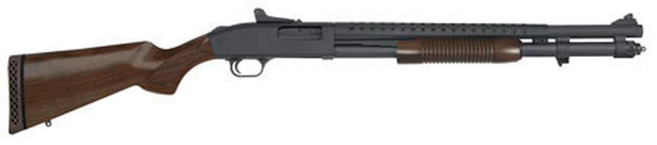 Mossberg 590A1 Retrogade, 12Ga, 20″, 3″, 8rd, Ghost Ring Sights, Walnut
