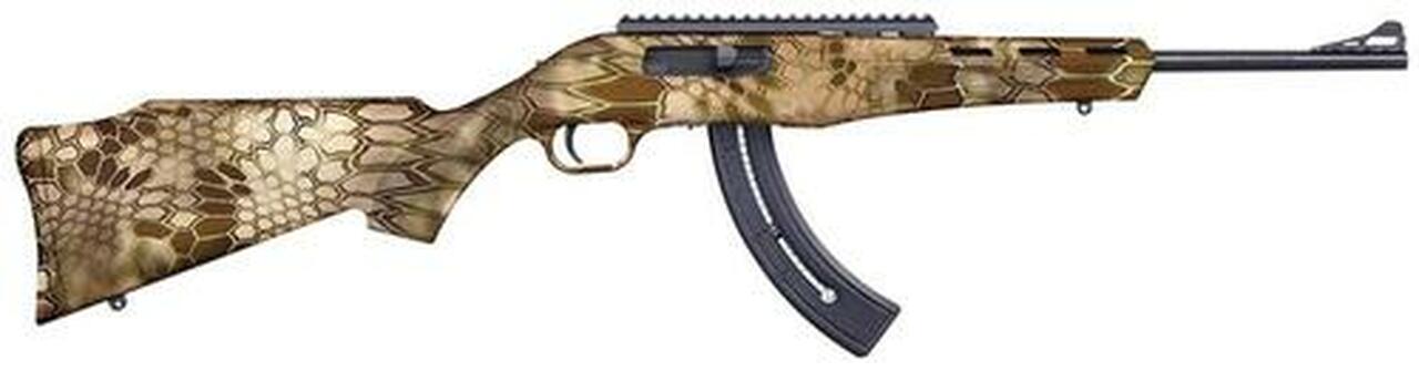 Mossberg Blaze Rifle, 22LR, 16.5″, 25rd, Adjustable Sights, Krytec Highlander Camo Finish