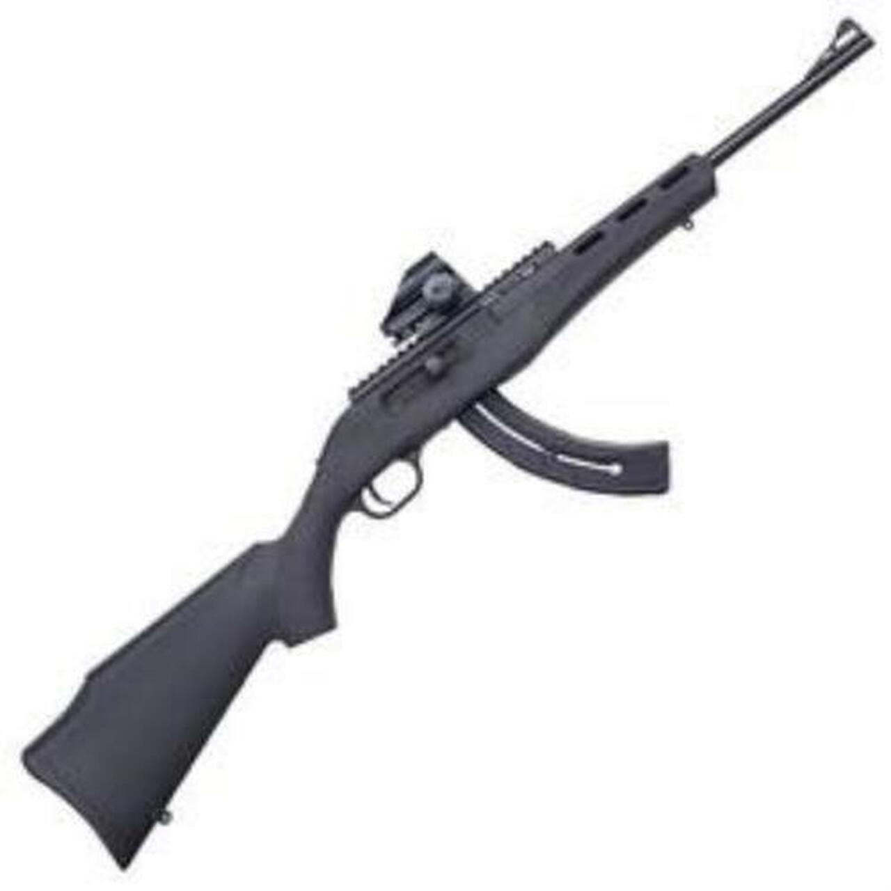 Mossberg Blaze Rifle, 22LR, 16.5″, 26rd, Black Synthetic Stock, Green Dot Sight