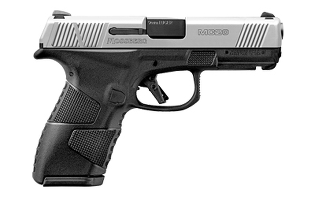 Mossberg MC-2 Compact 9mm, 4″ Barrel, Stainless Steel Slide, Two-Tone, Non-Manual Safety, 3 Dot Sights, Flat Profile Trigger, 13rd and 15rd Mags