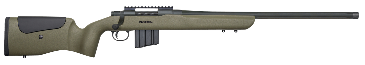 Mossberg MVP LR Bolt 224 Valkyrie, 20″ Barrel, Olive Drab, Benchrest, Adj Comb, Blued, 10rd