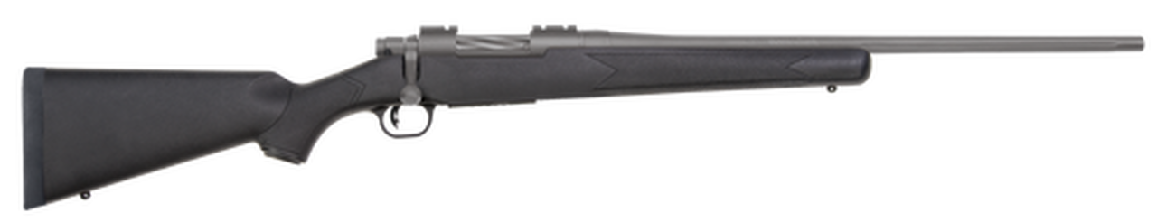 Mossberg Patriot Synthetic Bolt 375 Ruger 22″ Barrel Stainless Steel Cerakote, Synthetic Black Stock