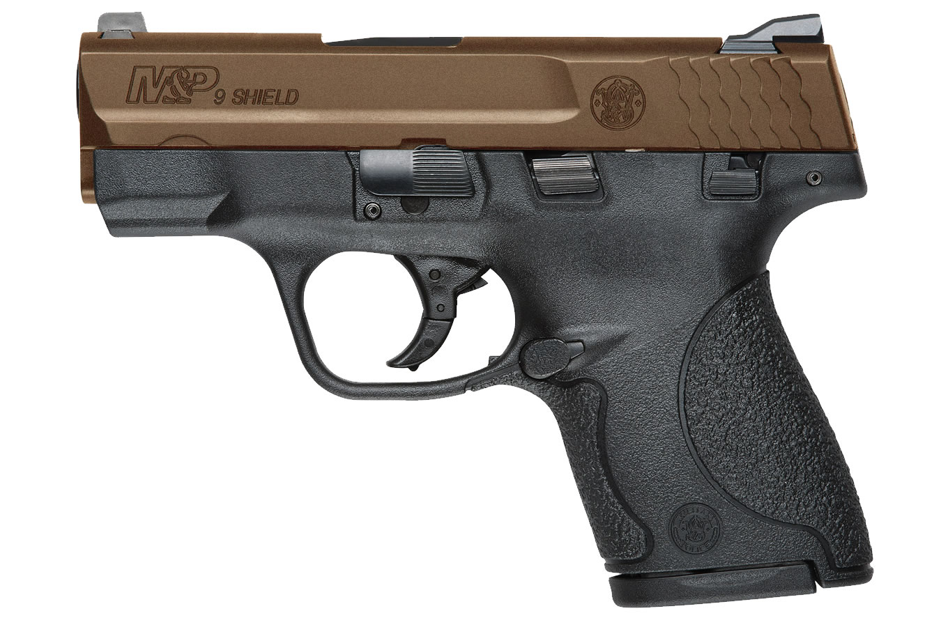MP9 Shield 9mm Centerfire Pistol with Thumb Safety and Bronze Cerakote Slide