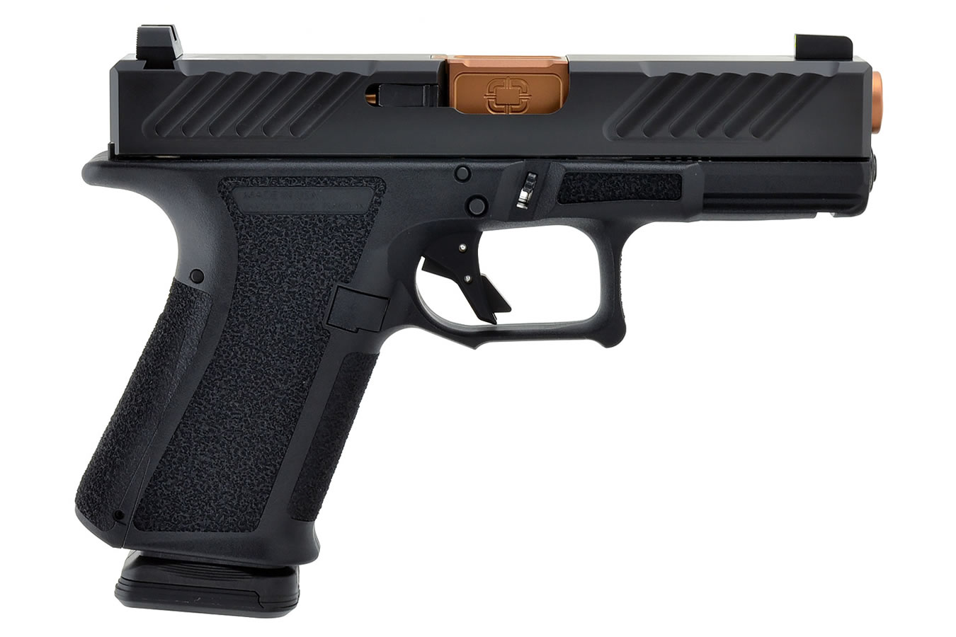 MR918 Combat 9mm Black Pistol with Spiral Fluted Bronze Barrel