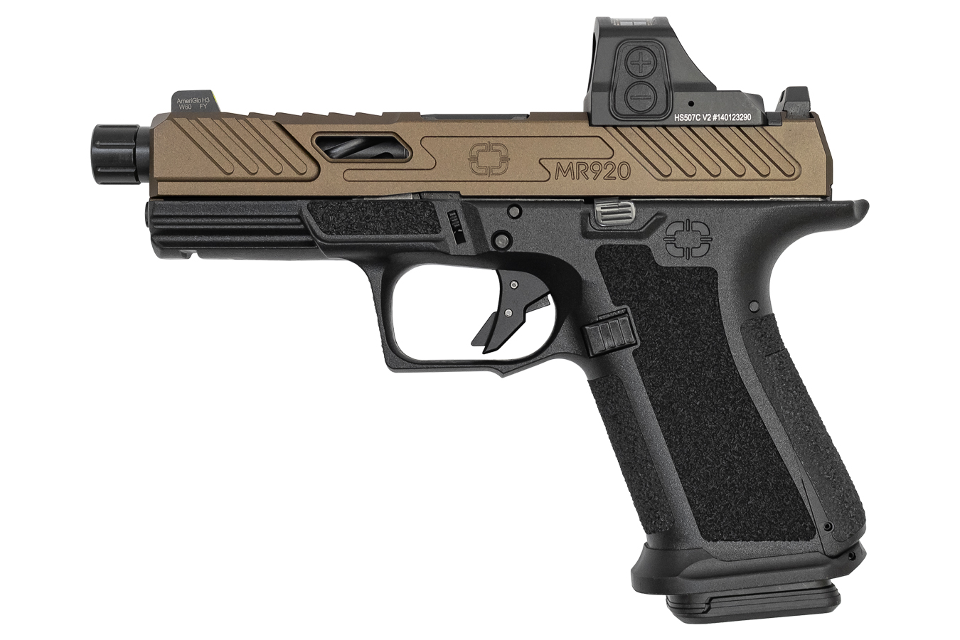MR920 Elite 9mm Optics Ready Pistol with Holosun 507C, Bronze Cerakote Slide, and Threaded Barrel