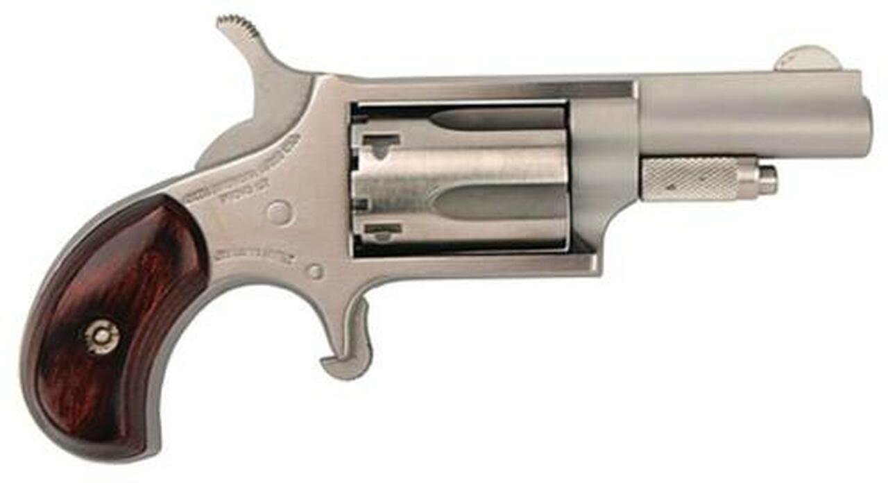 NAA 22LR Mini-Revolver 22LR 1.62″ 5rd Rosewood Grip Stainless