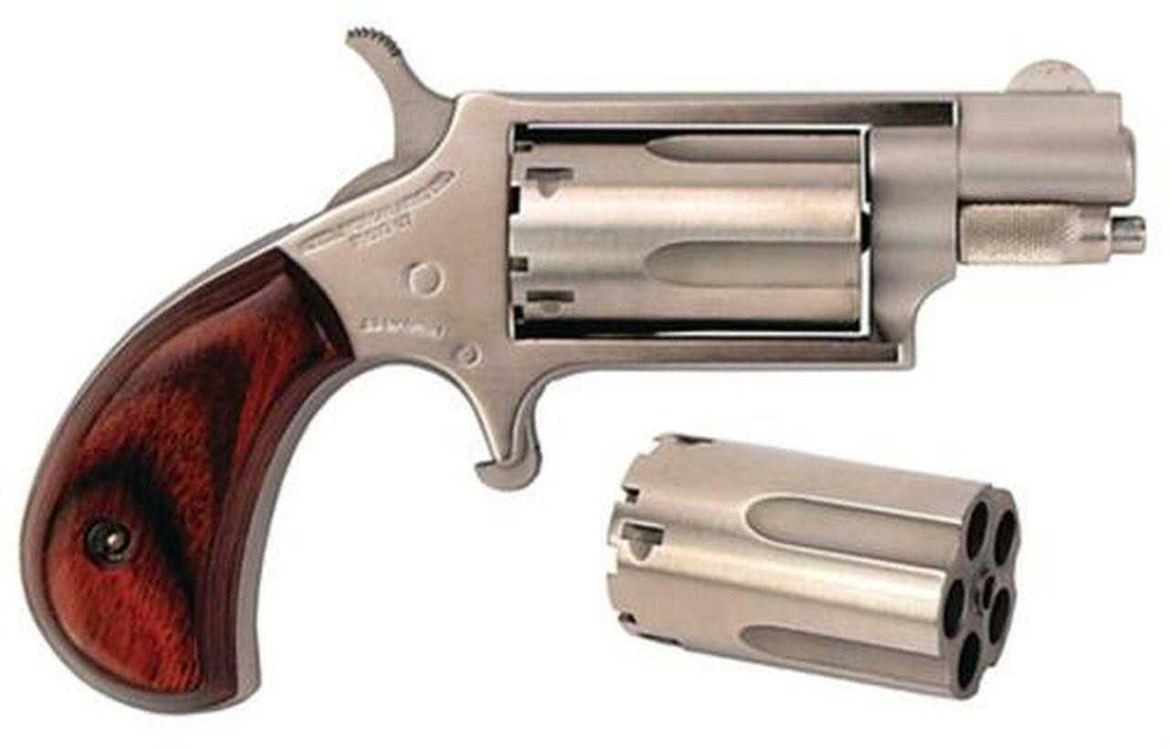 NAA 22MSC 22 Mag, 22LR Cylinder 1.12″ 5rd Rosewood Grip Matte SS