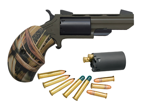 NAA Huntsman 22 Mag/22 LR, 2″ Barrel, Olive Drab Green, Includes Cylinder & Black Leather Holster, 5rd