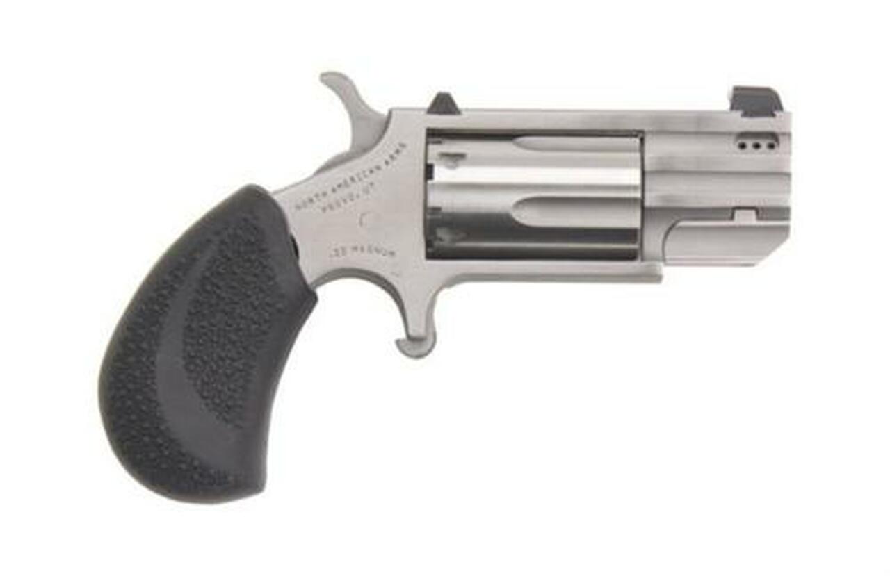 NAA Pug Ported 22 WMR 1″ 5 Rds White Dot Sight Black Poly Grip SS